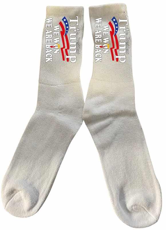 Trump "We Won We Are Back" White Color Socks image