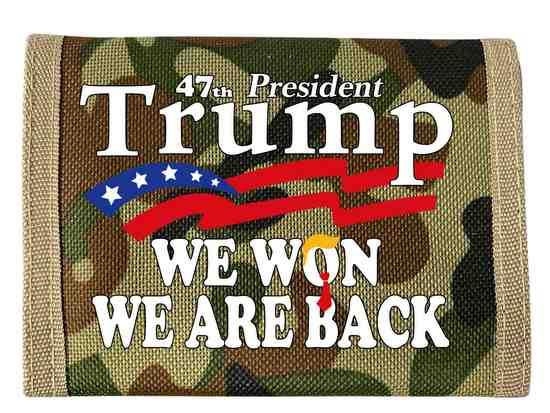 Trump "We Won We Are Back" Tri-Fold Wallets - Camo image