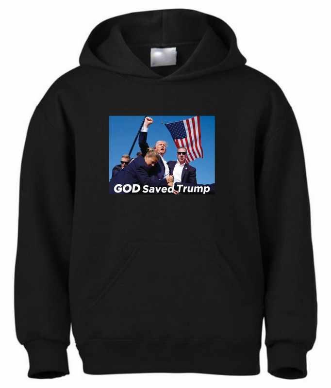 "God Saved Trump" Black Hoodies image