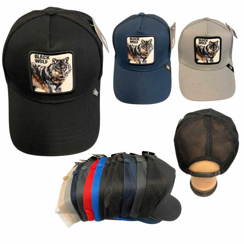 Black Wolf Snapback Trucker Hats - Assorted image