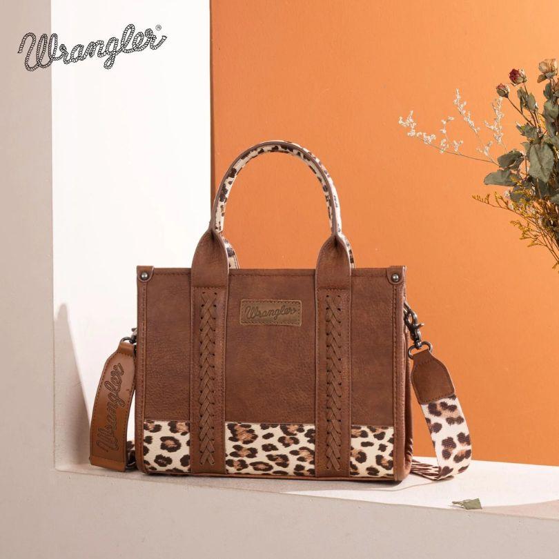 Wrangler Leopard Print Concealed Carry Tote & Crossbody - Brown image