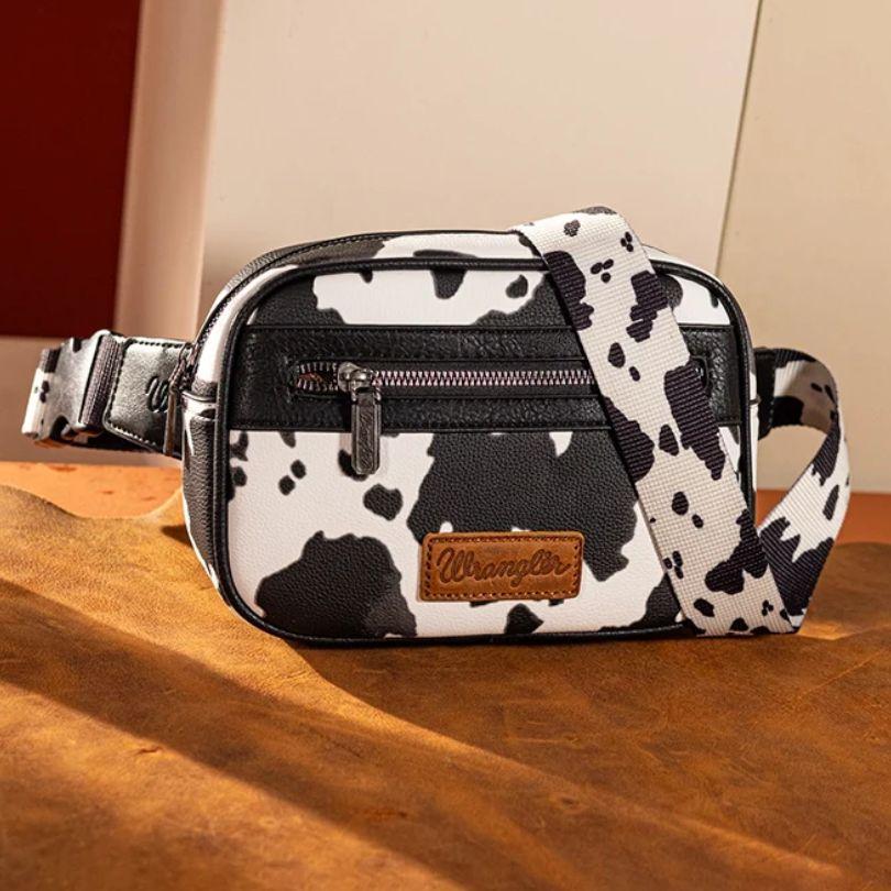 Wrangler Cow Print Belt Bag - Black & White image
