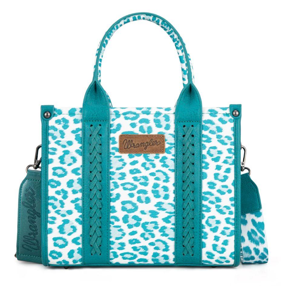 Wrangler Leopard Print Concealed Carry Tote Bag - Turquoise image