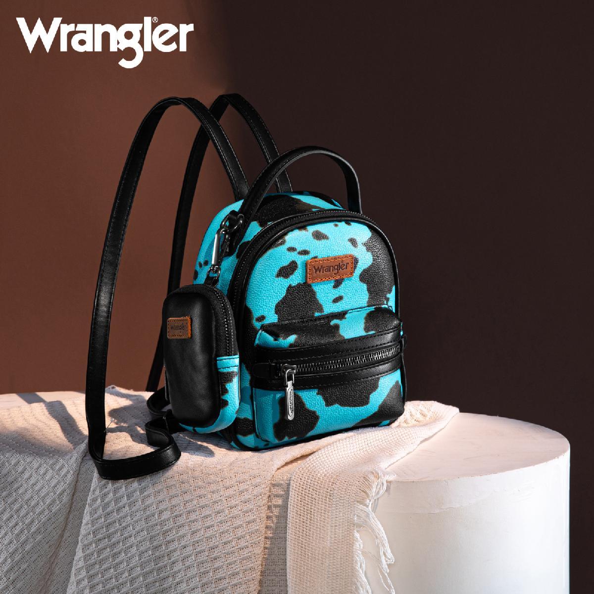 Wrangler Cow Print Mini Backpack With Coin Pouch - Turquoise image