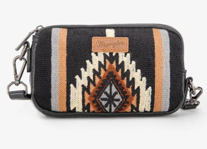 Wrangler Aztec Style Knitted Wallet & Mini Crossbody - Black image