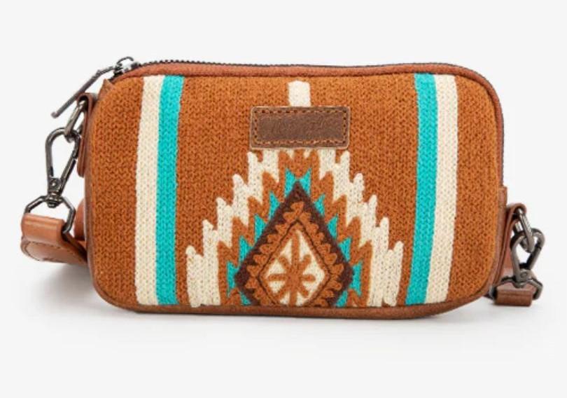 Wrangler Aztec Style Knitted Wallet & Mini Crossbody - Brown image