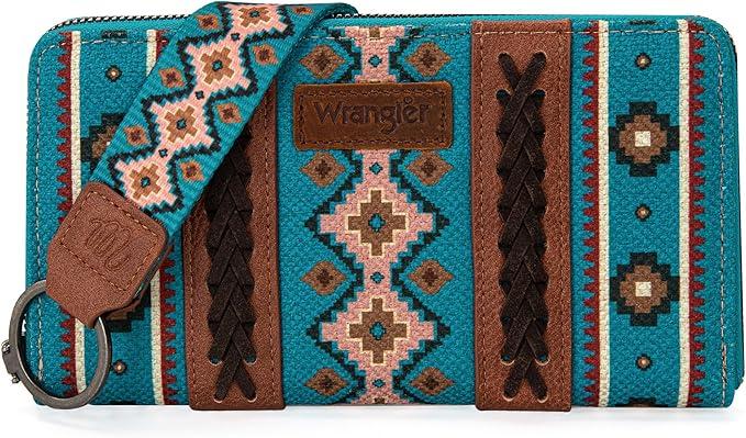 Wrangler Southwestern Aztec Print Wallet - Turquoise image