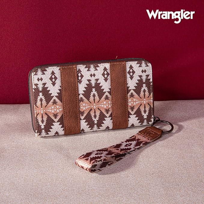 Wrangler Southwestern Aztec Print Wallet - Light Coffee image