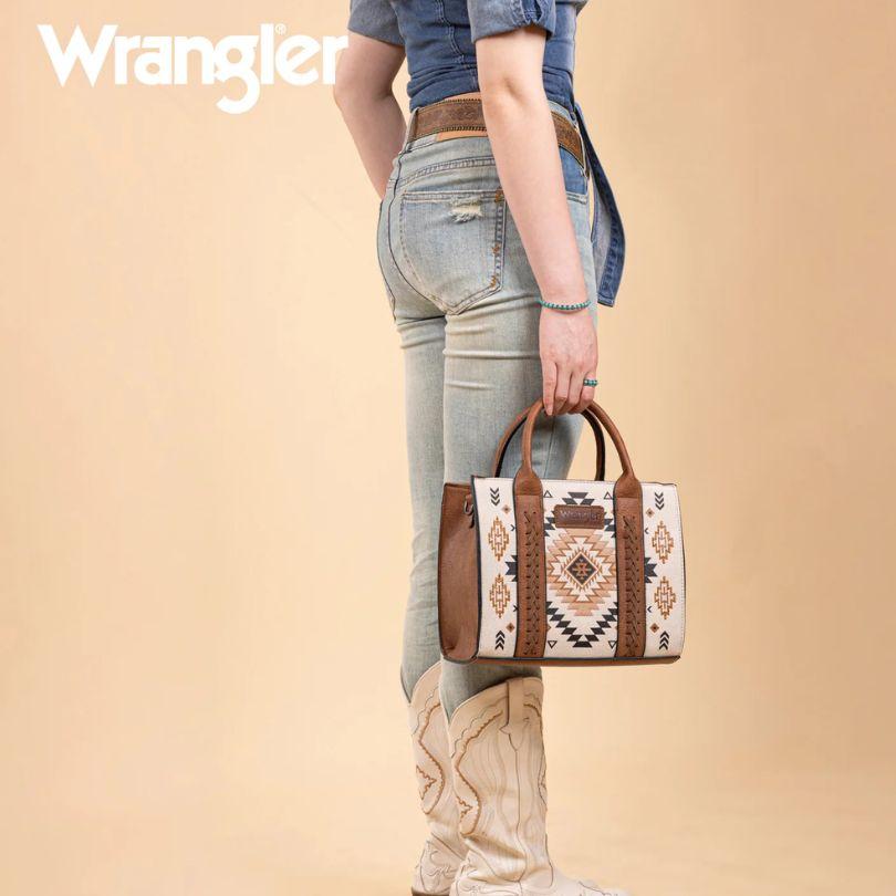 Wrangler Aztec Pattern Tote & Crossbody Bag - Tan image