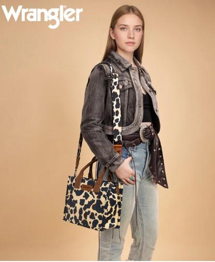 Wrangler Cow Print Concealed Carry Tote & Crossbody - Brown image