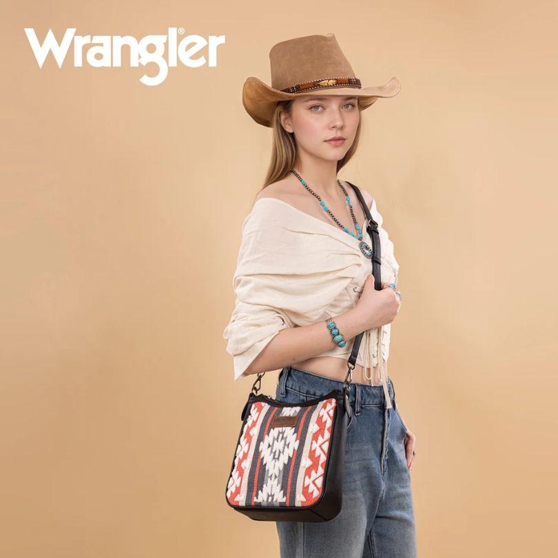 Wrangler Sherpa Aztec Canvas Crossbody - Black image