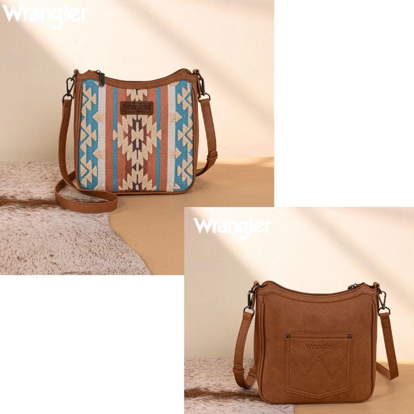 Wrangler Sherpa Aztec Canvas Crossbody - Brown image