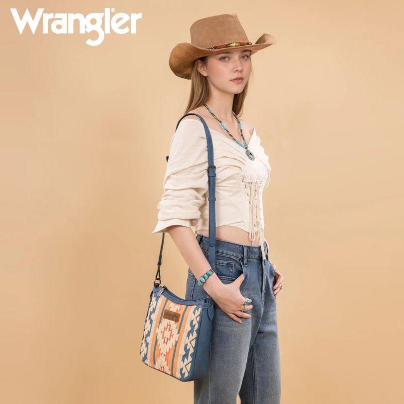 Wrangler Sherpa Aztec Canvas Crossbody - Jean image