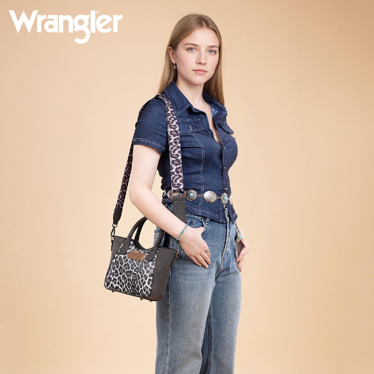 Wrangler Leopard Print Small Tote & Crossbody - Black image