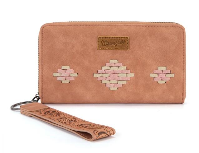 Wrangler Aztec Woven Zip Around Wallet with Wristlet -Dark Pink image