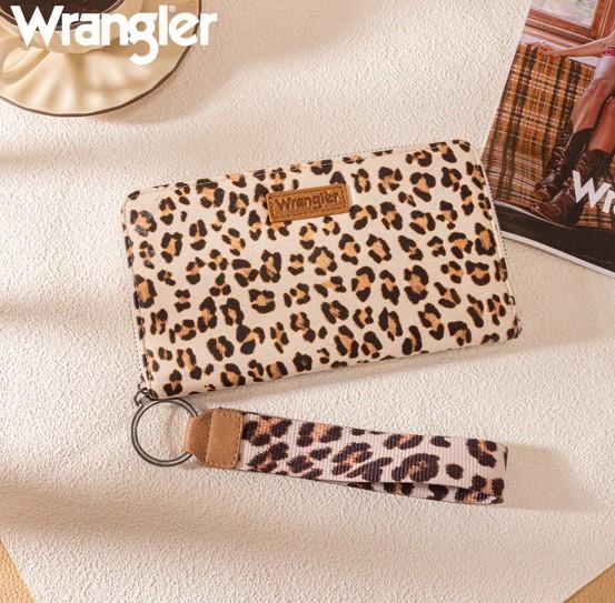 Wrangler Leopard Print Wallet/Wristlet - Tan image
