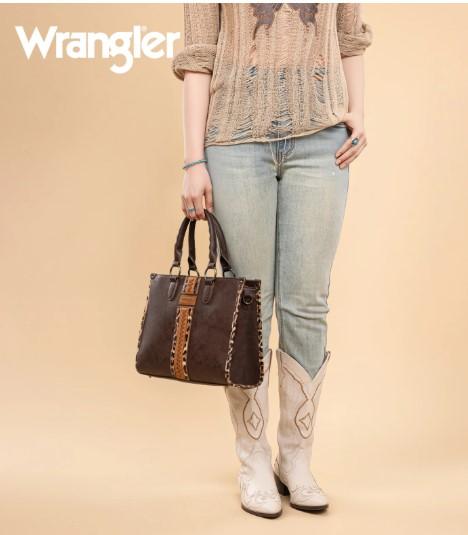 Wrangler Leopard Print Whipstitch Small Tote & Crossbody - Coffee image