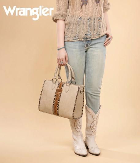 Wrangler Leopard Print Whipstitch Small Tote & Crossbody - Khaki image