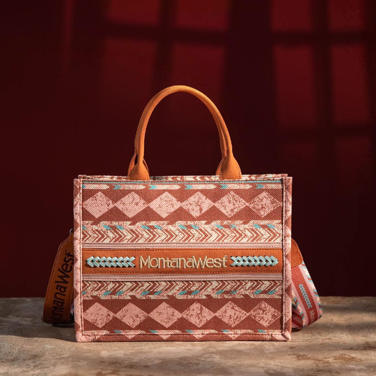 Montana West Boho Print Concealed Carry Tote/Crossbody - Pink image