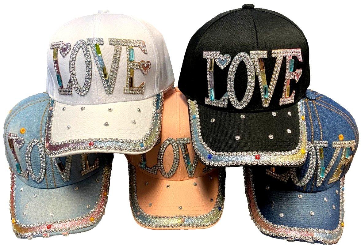 Love Rhinestone Bling-Bling Baseball Hats/Caps image