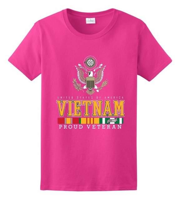 Vietnam "Proud Veteran" T-Shirts - Pink XXL image