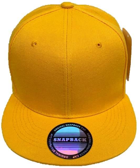 Yellow Solid Color Flat Bill Snapback Baseball Caps/Hats image