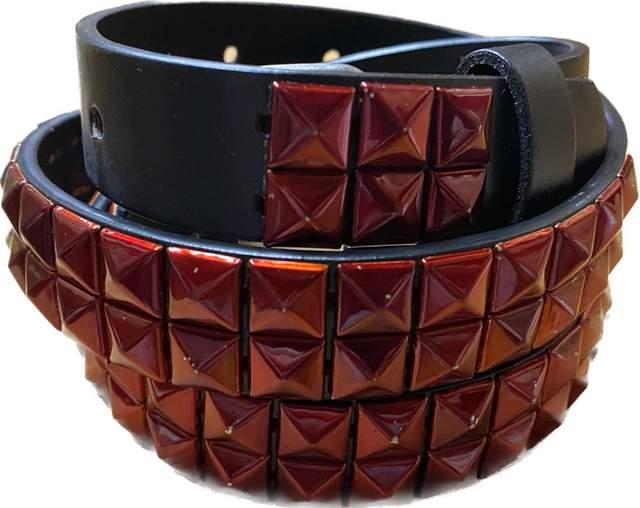 Metallic Red Studded 2-Row Skinny Belts image