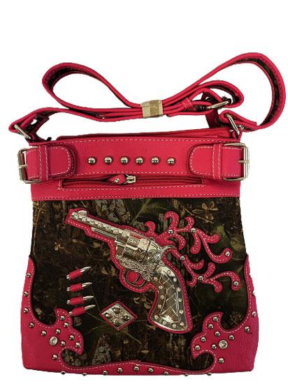 Embedded Gun & Bullets Crossbody Bag - Fuchsia image
