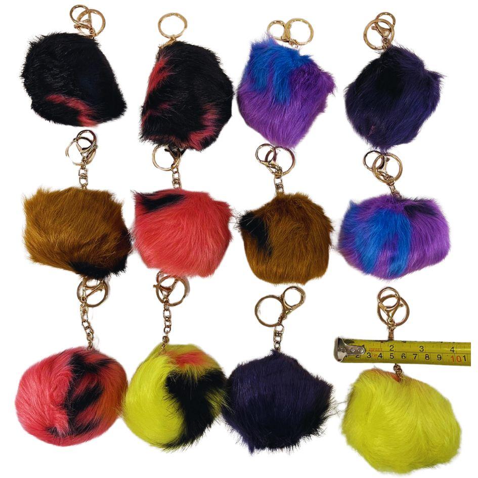Fluffy Multicolor Pom Pom Keychains image