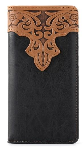 Embossed Vintage Floral Men's Bifold Long PU Leather Wallet image