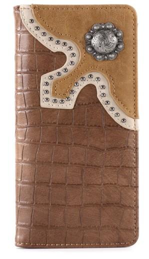 Croc Print Men's Bifold Long PU Leather Wallet image