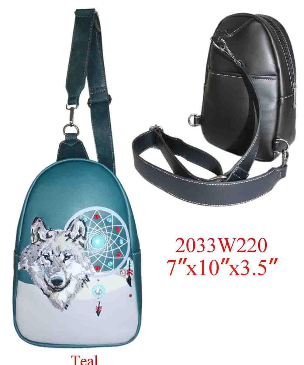 Wolf Dream Catcher Crossbody Backpack - Teal image