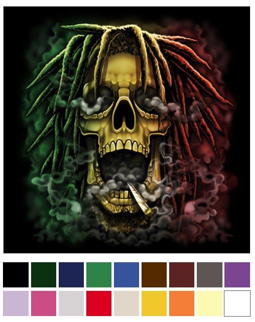 Rasta Skull Heat Transfers - 14.5'' x 14.5'' image