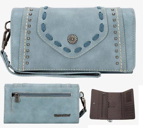 Montana West Whipstitch Collection Studded Wallet - Turquoise image