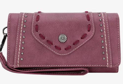 Montana West Whipstitch Collection Studded Wallet - Purple image