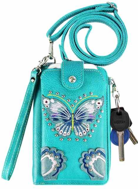 Blue Butterfly Phone Wallet - Turquoise image