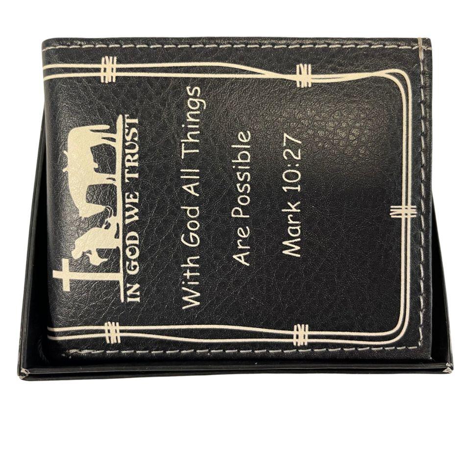 Men's Bi-Fold Faux Leather Wallet - Mark 10:27 image