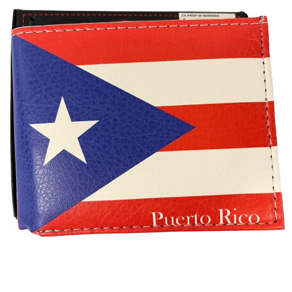 Men's Bi-Fold Faux Leather Wallet - Puerto Rican Flag image