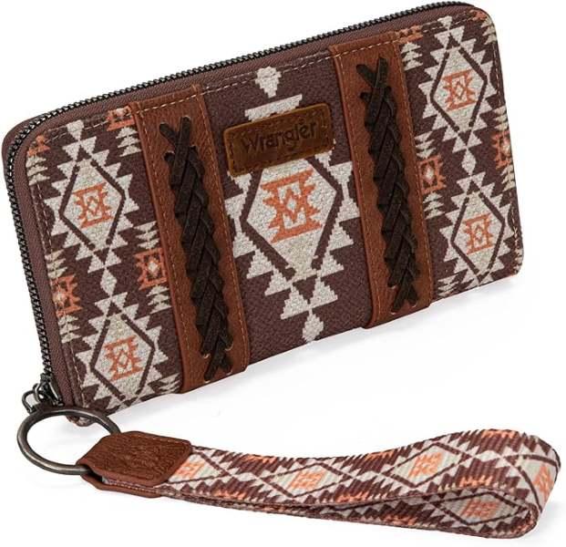 Wrangler Southwestern Aztec Print Wallet - Coffee image