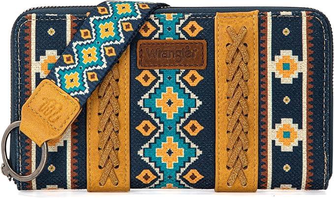 Wrangler Southwestern Aztec Print Wallet - Mustard image