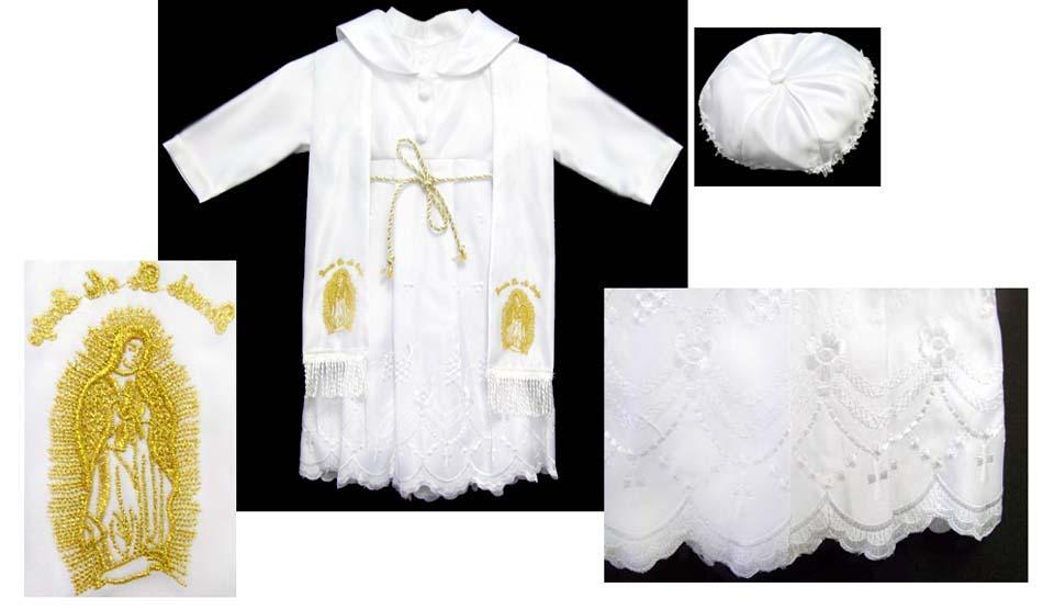 Boys 4Pc Embroidered Christening Robe Set - Gold image