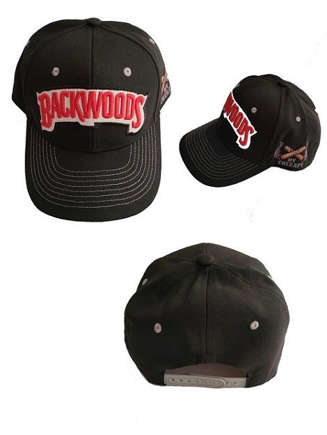Backwoods Marijuana Embroidered Snap Back Baseball Caps - Black image