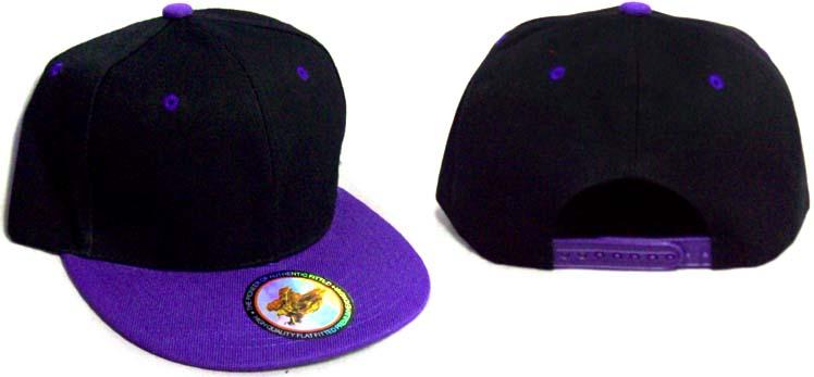 Snapback Baseball Cap - Black & Purple image