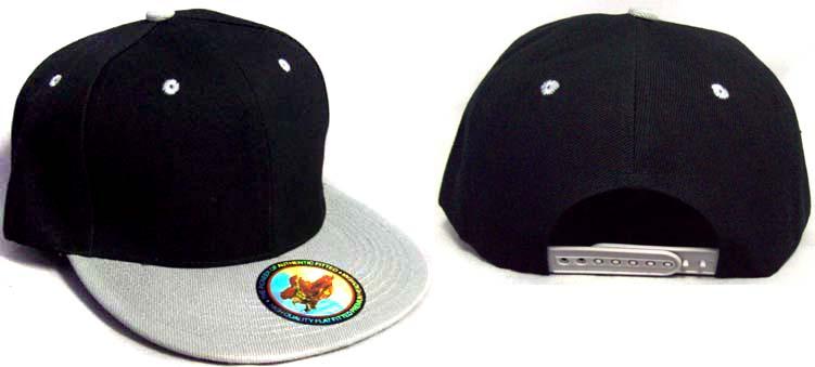 Snap Back Baseball Caps - Black & Silver Grey Combp image
