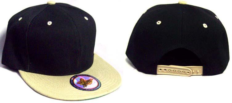 Snap Back Baseball Caps - Black & Khaki Combo image