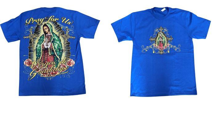 Pray For Us Virgen de Guadalupe Mexican T-Shirts - Royal Blue image