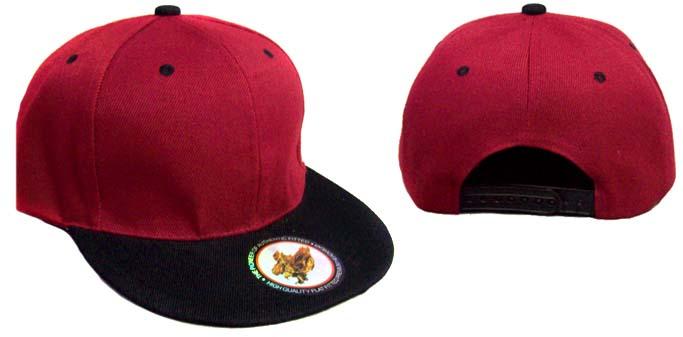 Snapback Baseball Cap - Burgundy/Dark Red & Black image