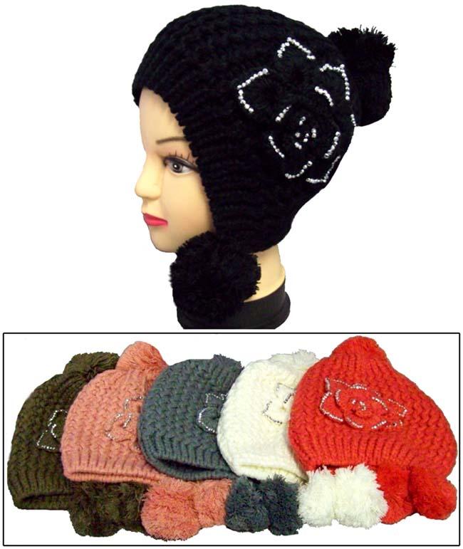 Knitted Winter Caps - Ear Warmers For Women/Teenagers - Jewelled image