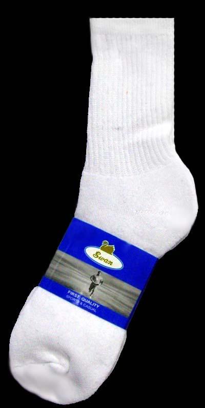 "Swan" Mens Cotton Sports Socks - White - Size: 10-13 ( H539) image