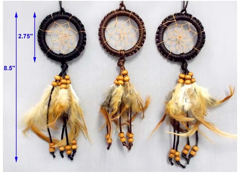 Native Dream Catchers With Wooden Beads - Size: 2.75" (DL23403) image